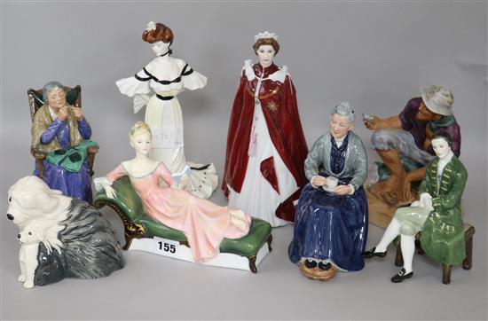 7 mixed coalport, worcester and doulton figures H.23cm